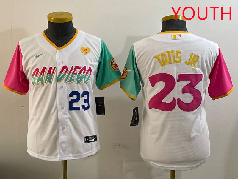 Youth San Diego Padres #23 Tatis jr White City Edition 2025 Nike MLB Jersey style 8